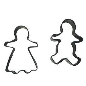 Vintage Metal Gingerbread Boy & Girl Cookie Cutters Miniature